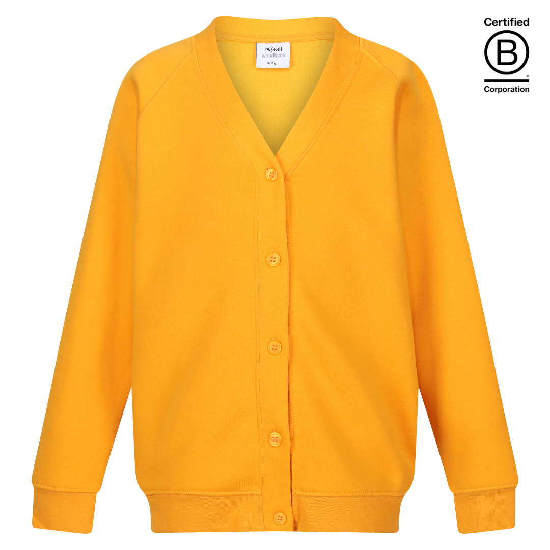 amber yellow sustainable plain school unisex sweatshirt cardigan