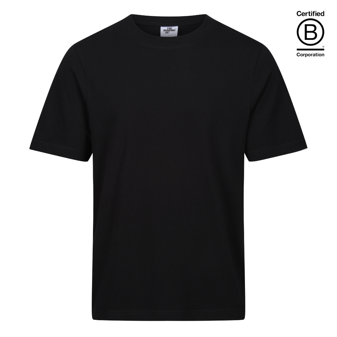 Ethically produced and sustainable black plain cotton school PE sports t-shirt