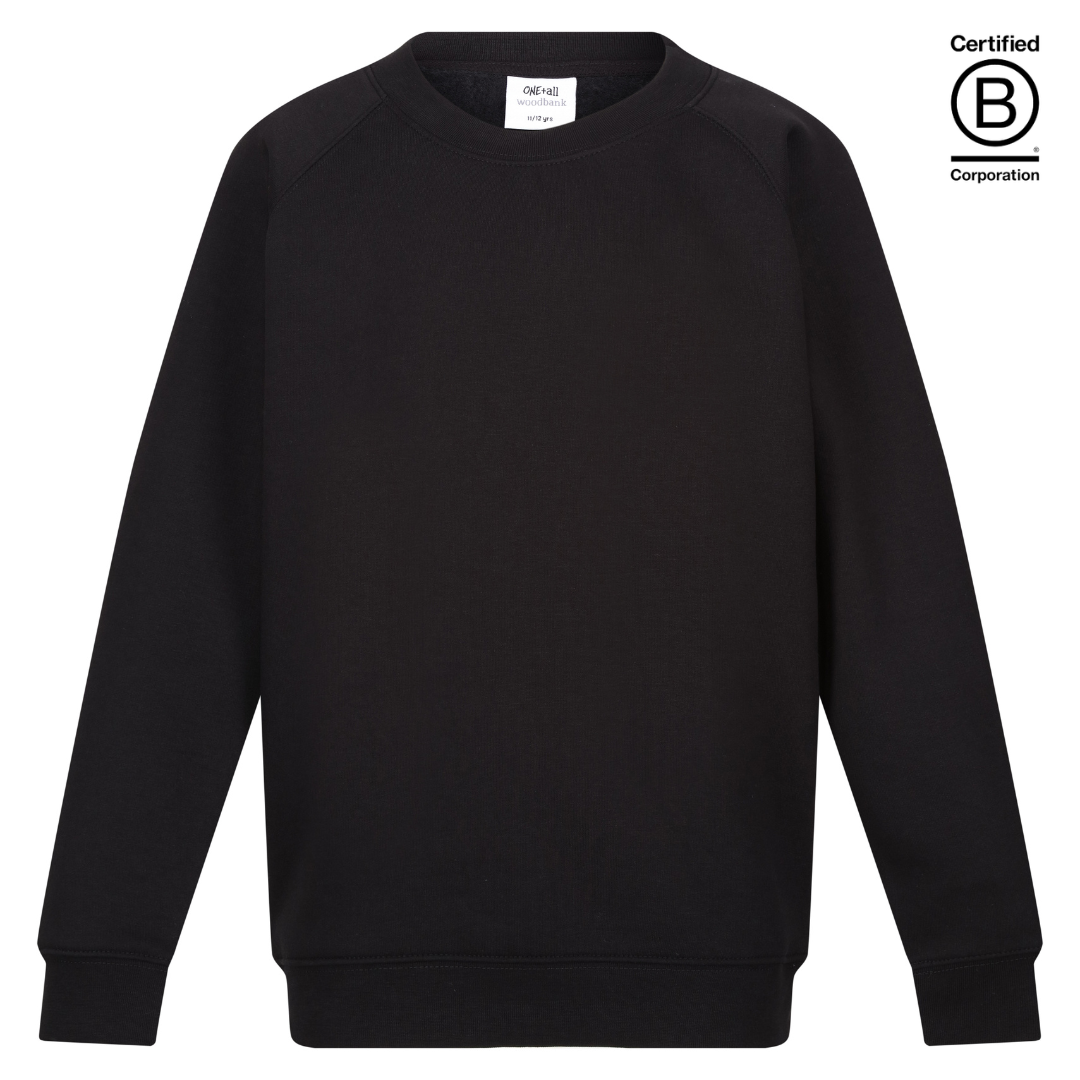 black sustainable plain crew round neck school sweatshirt jumper