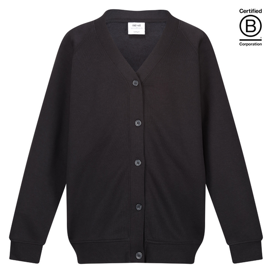 black sustainable plain school unisex sweatshirt cardigan