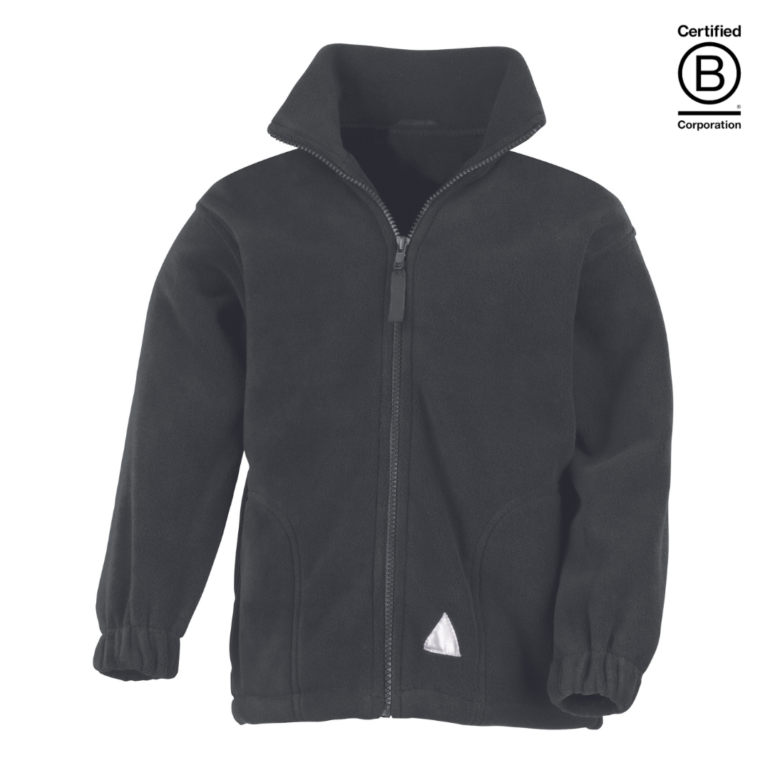 black heavy winter school fleece full zip jacket - ethical school uniform