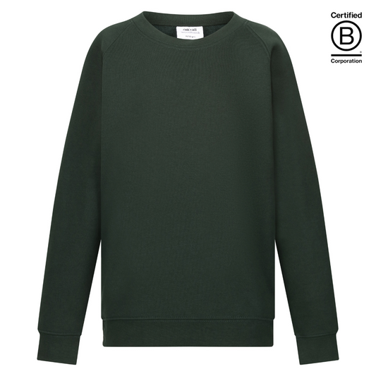 bottle green plain crew round neck school sweatshirt jumper