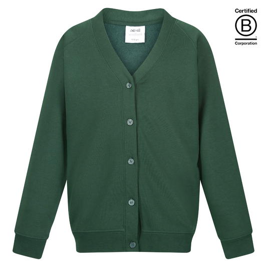bottle green sustainable plain school unisex sweatshirt cardigan