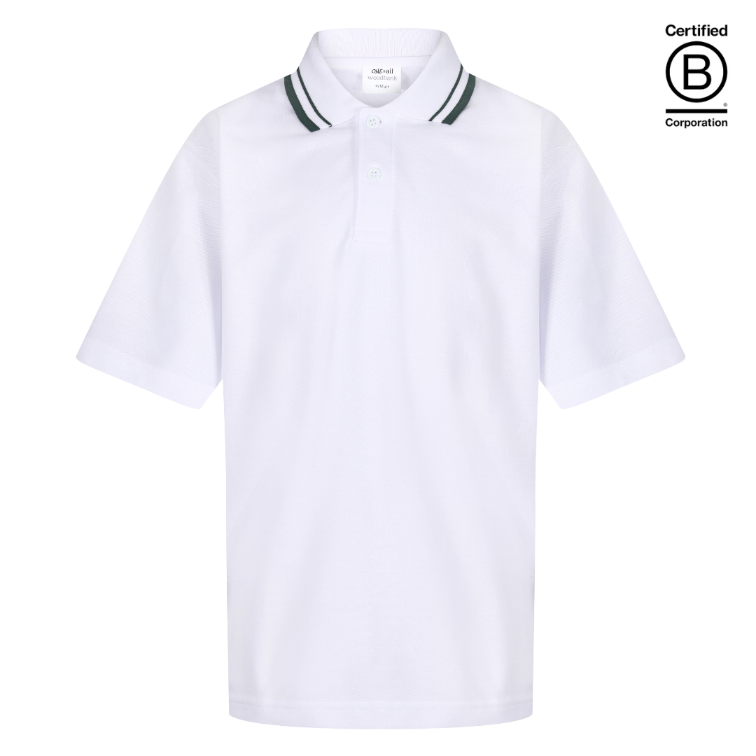 bottle green tipped trimmed collar white school polo shirts