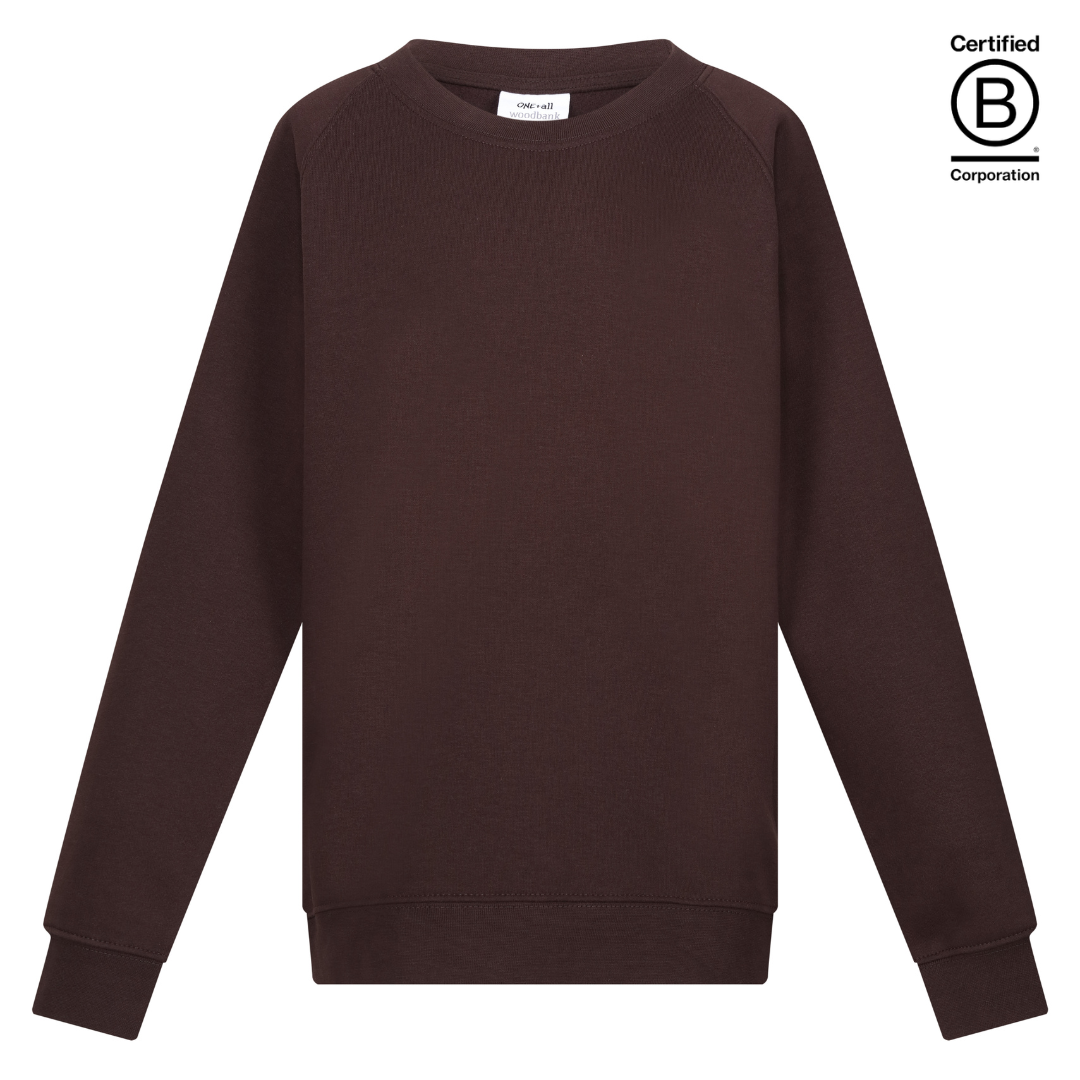 brown sustainable plain crew round neck school sweatshirt jumper