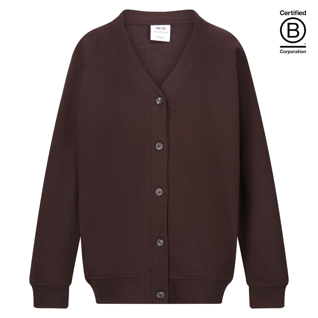 brown sustainable plain school unisex sweatshirt cardigan