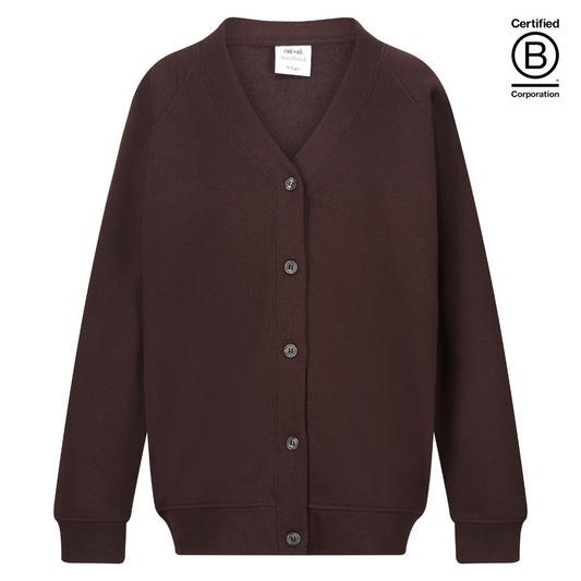 brown sustainable plain school unisex sweatshirt cardigan