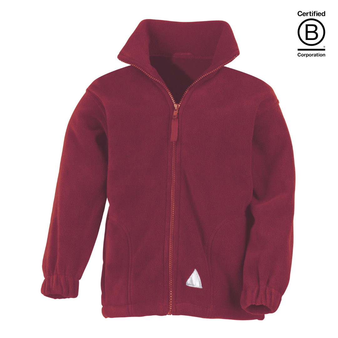burgundy heavy winter school fleece full zip jacket - ethical school uniform