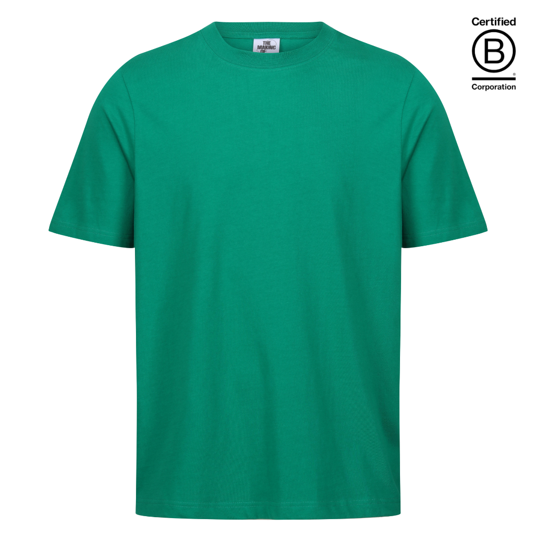 Ethically produced and sustainable emerald green plain cotton school PE sports t-shirt