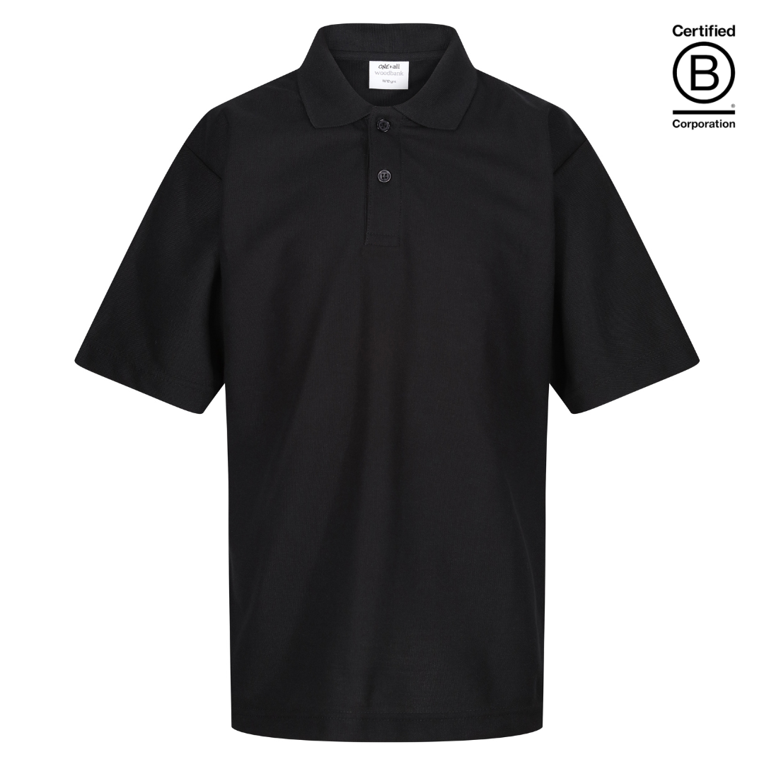 sustainable ethically produced plain black unisex school polo shirt