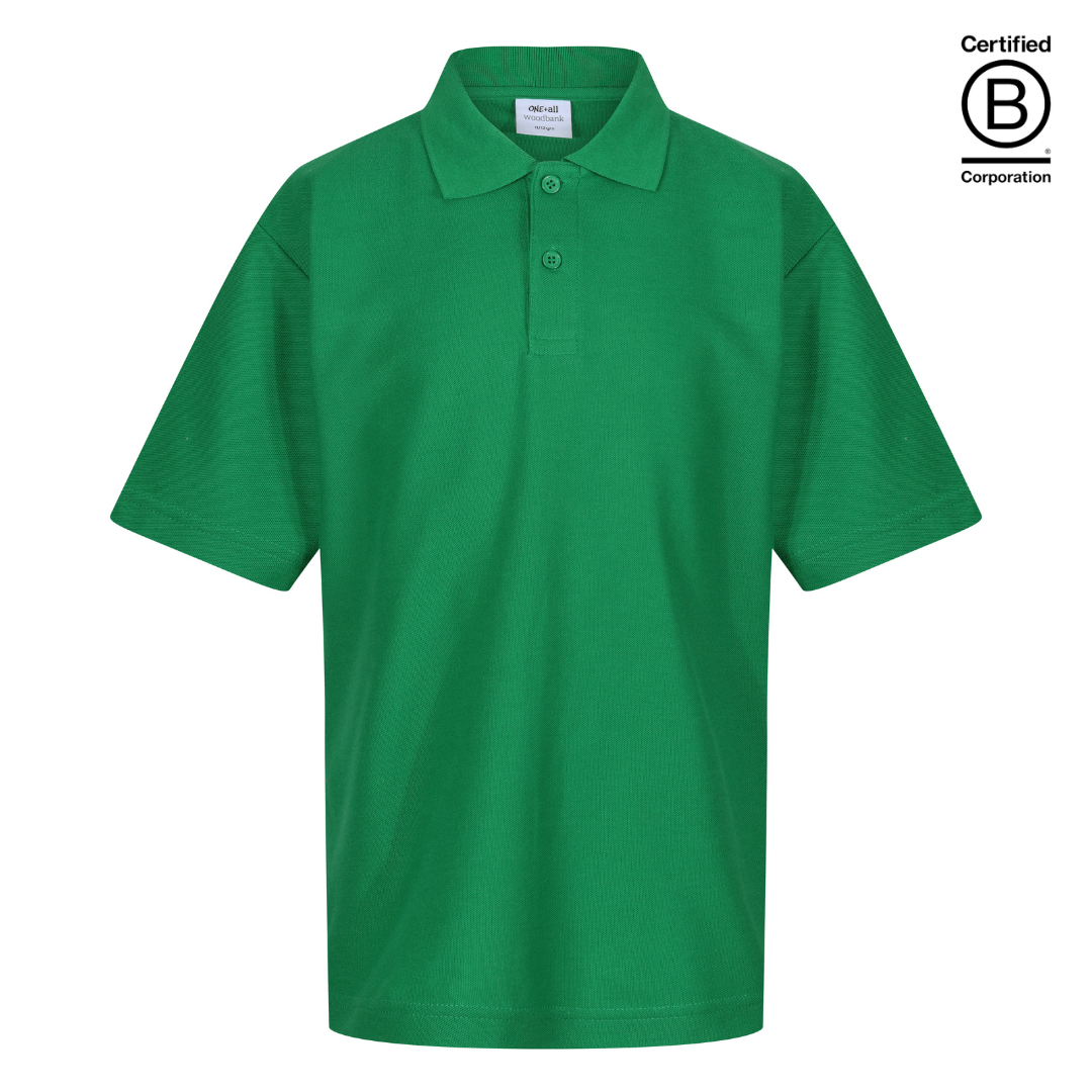 sustainable ethically produced plain emerald green unisex school polo shirt