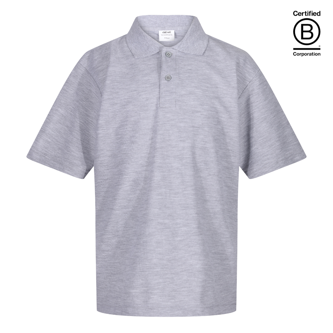 sustainable ethically produced plain grey unisex school polo shirt