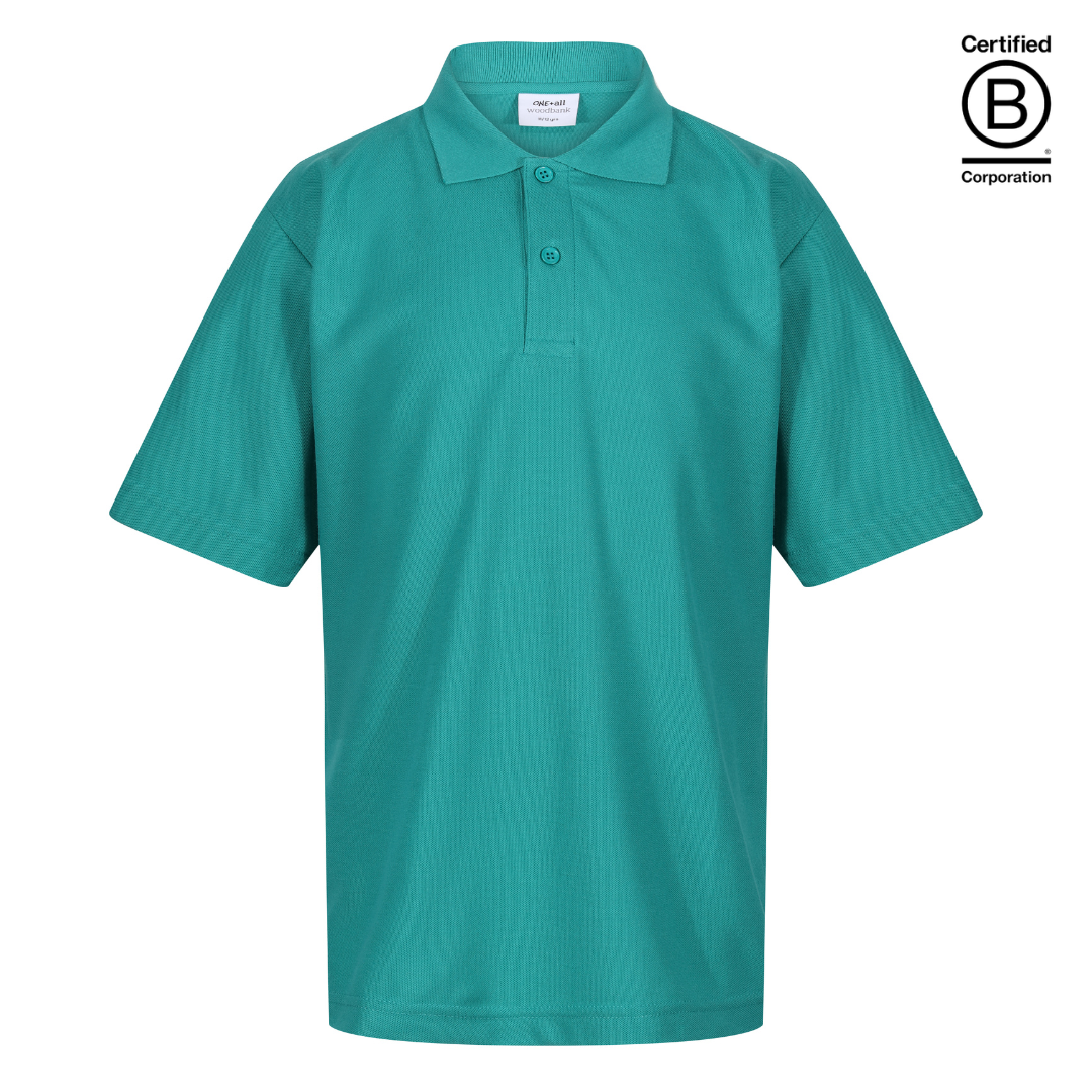 sustainable ethically produced plain jade green unisex school polo shirt