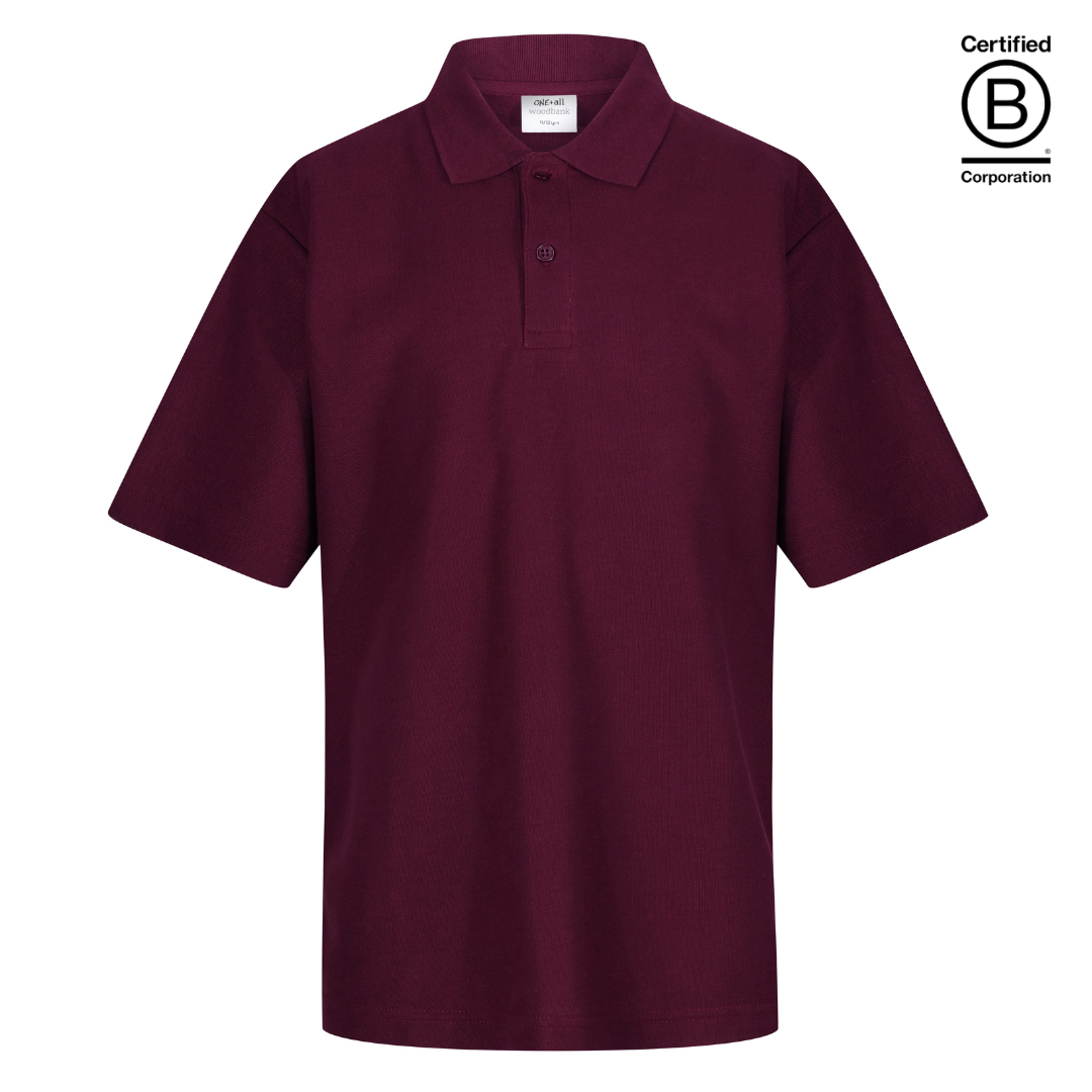sustainable ethically produced plain maroon unisex school polo shirt