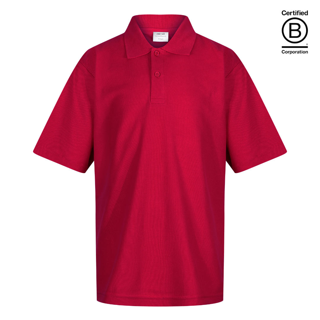 sustainable ethically produced plain red unisex school polo shirt