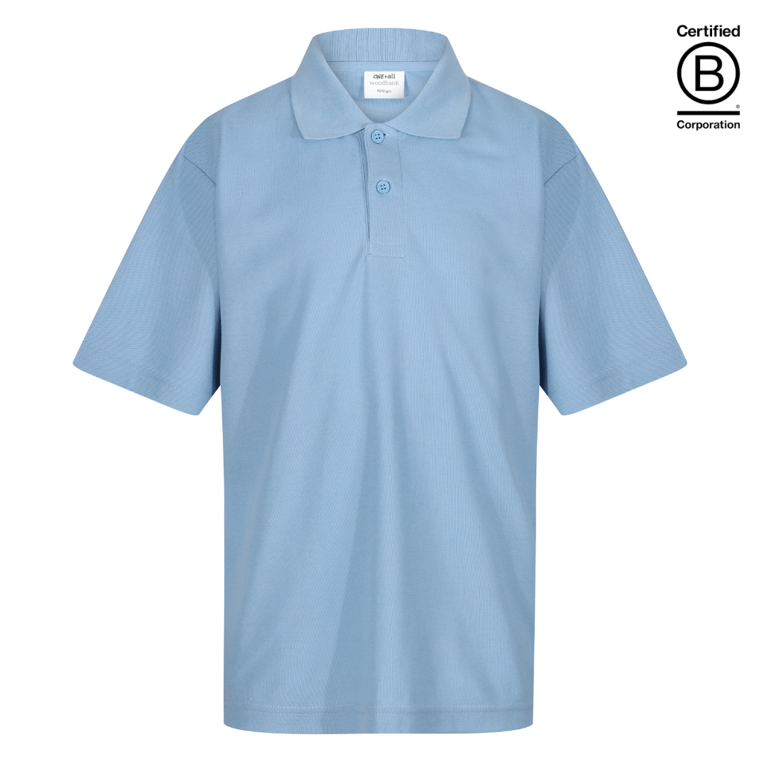 sustainable ethically produced plain sky blue unisex school polo shirt