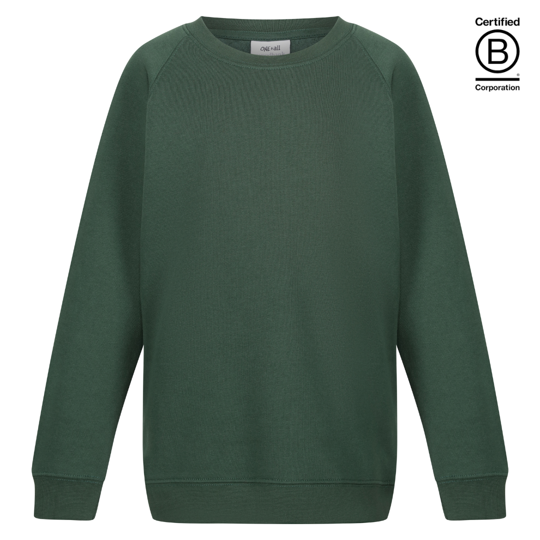 green sustainable plain crew round neck school sweatshirt jumper