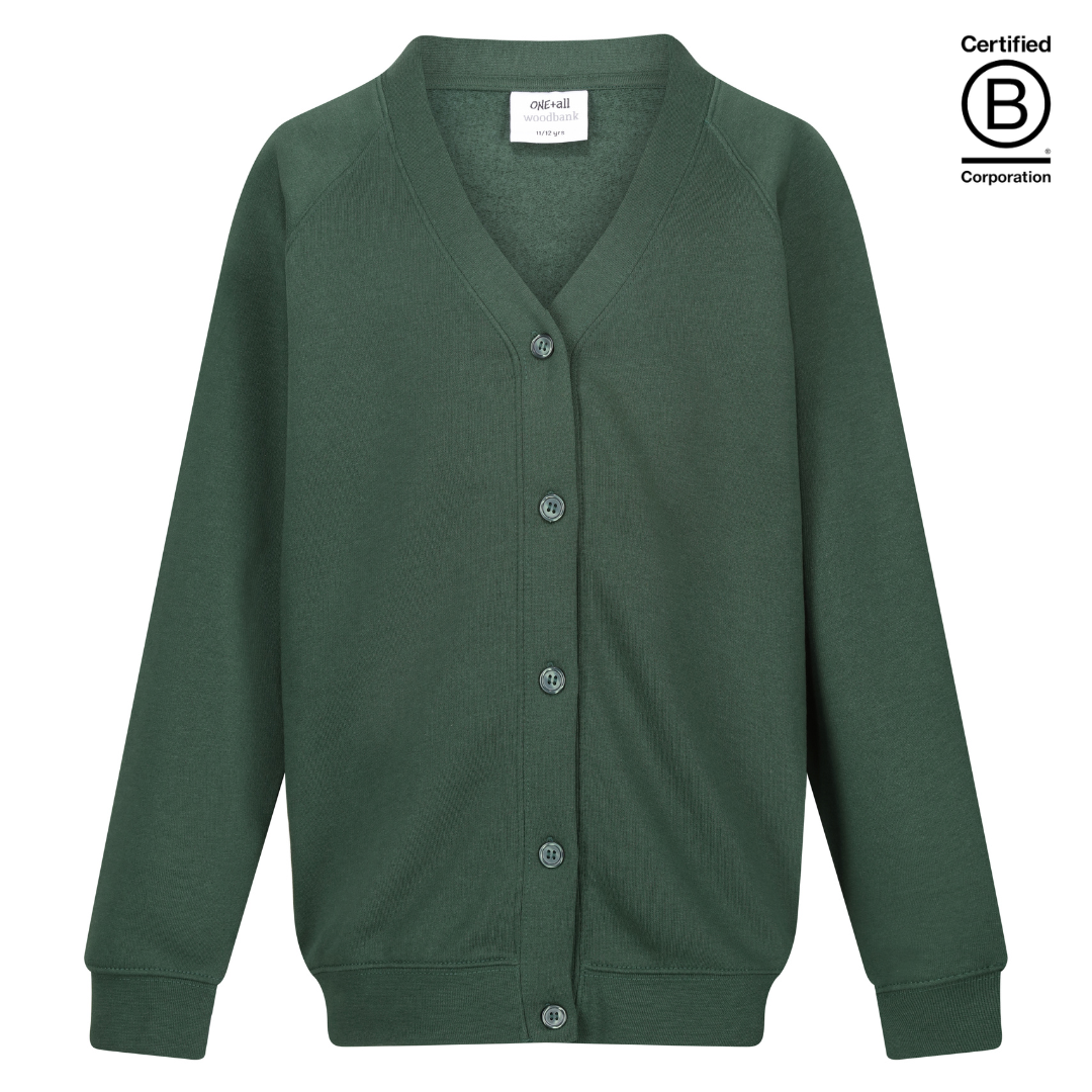 green sustainable plain school unisex sweatshirt cardigan