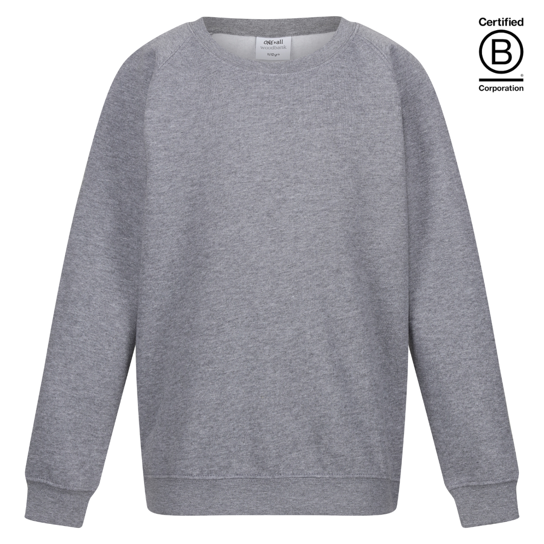grey sustainable plain crew round neck school sweatshirt jumper