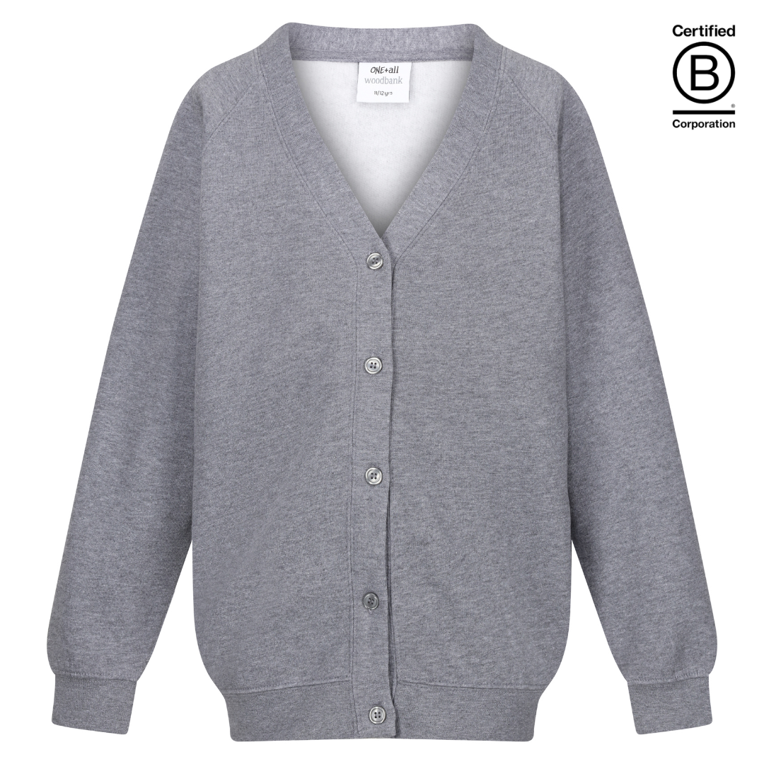 grey sustainable plain school unisex sweatshirt cardigan