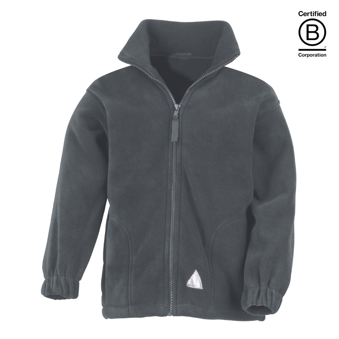 grey heavy winter school fleece full zip jacket - ethical school uniform