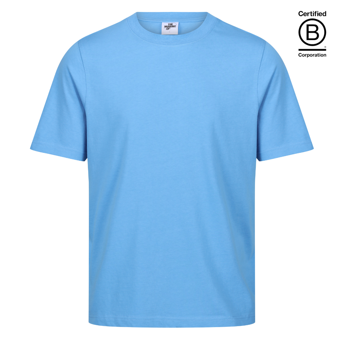 Ethically produced and sustainable light blue plain cotton school PE sports t-shirt