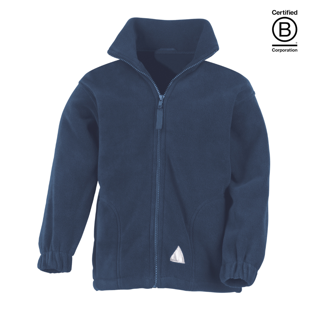 navy blue heavy winter school fleece full zip jacket - ethical school uniform