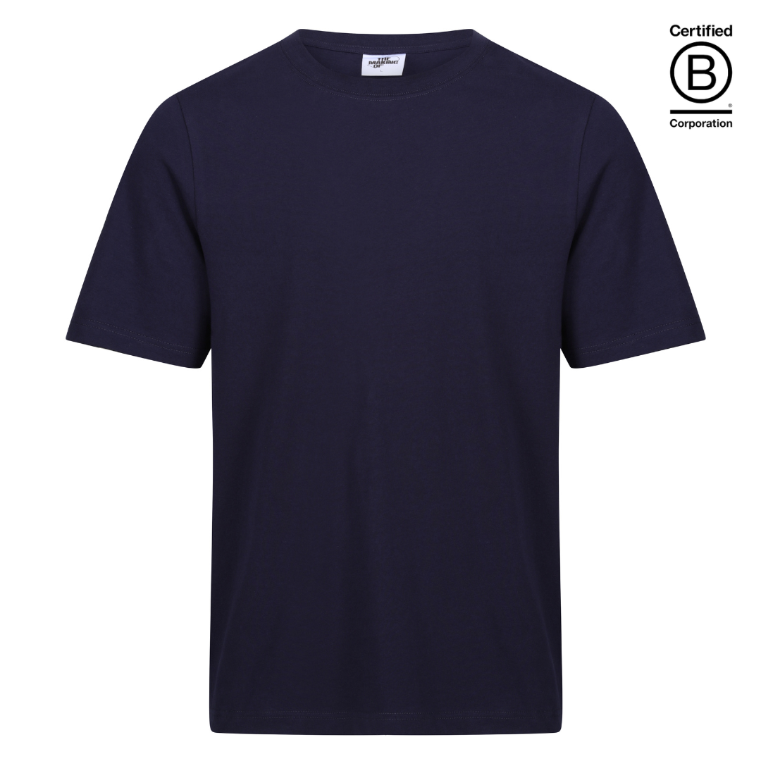 Ethically produced and sustainable navy plain cotton school PE sports t-shirt