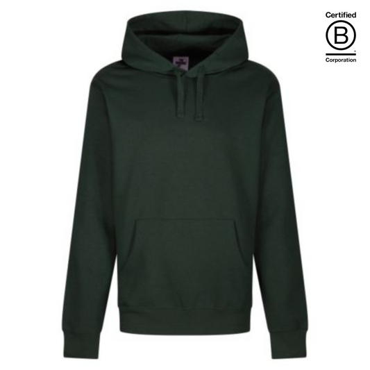Ethically produced plain bottle green unisex hoodie - casual uniform