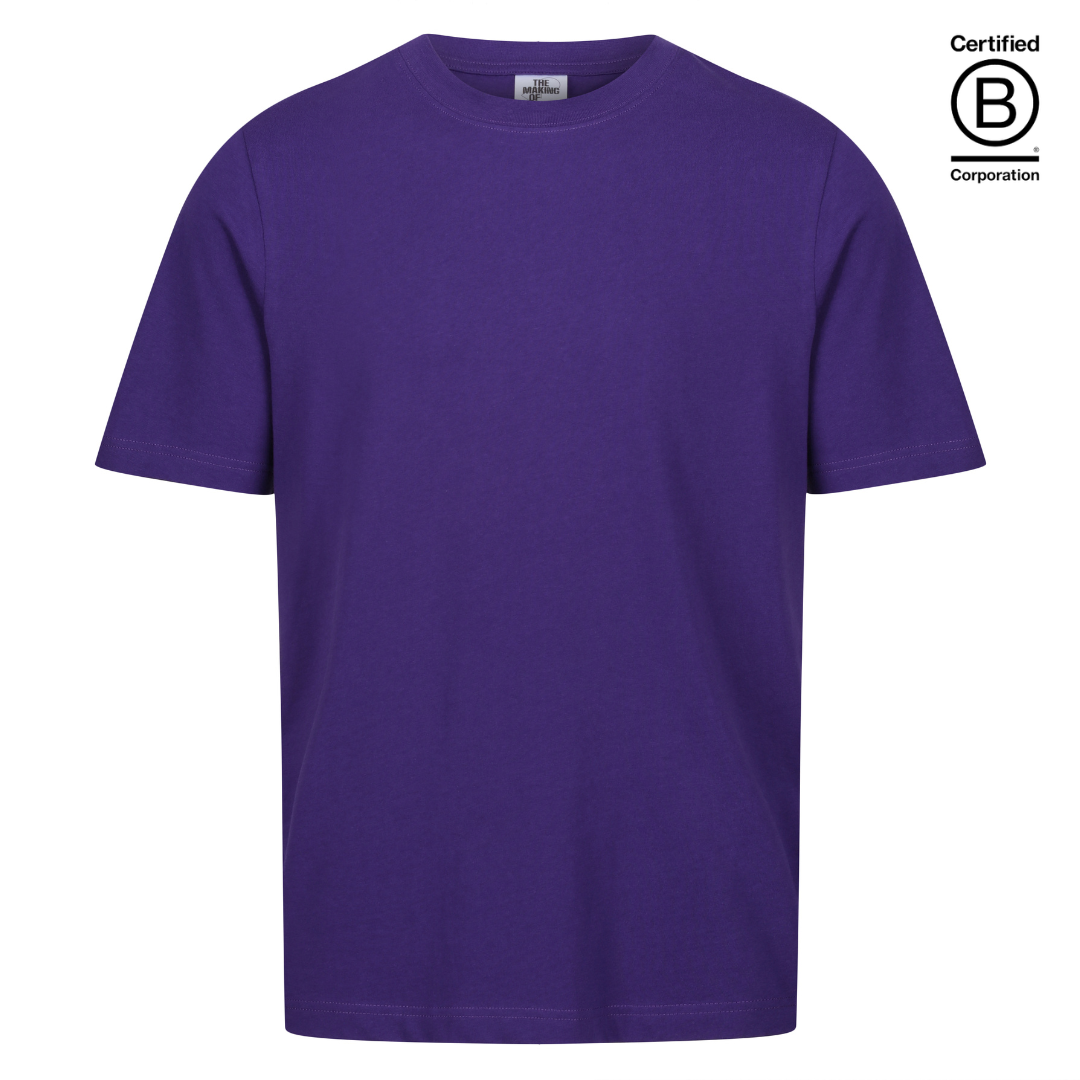 Ethically produced and sustainable purple plain cotton school PE sports t-shirt