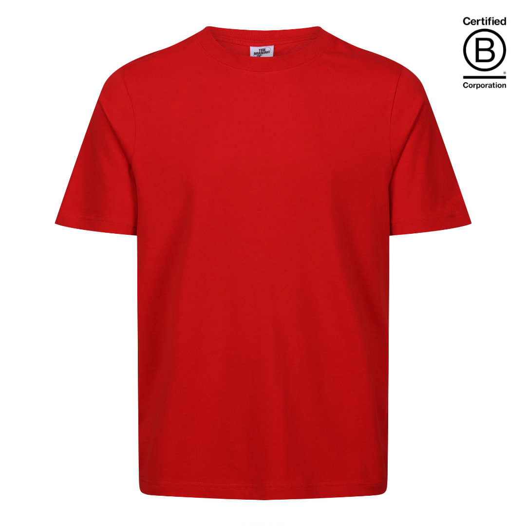 Ethically produced and sustainable red plain cotton school PE sports t-shirt