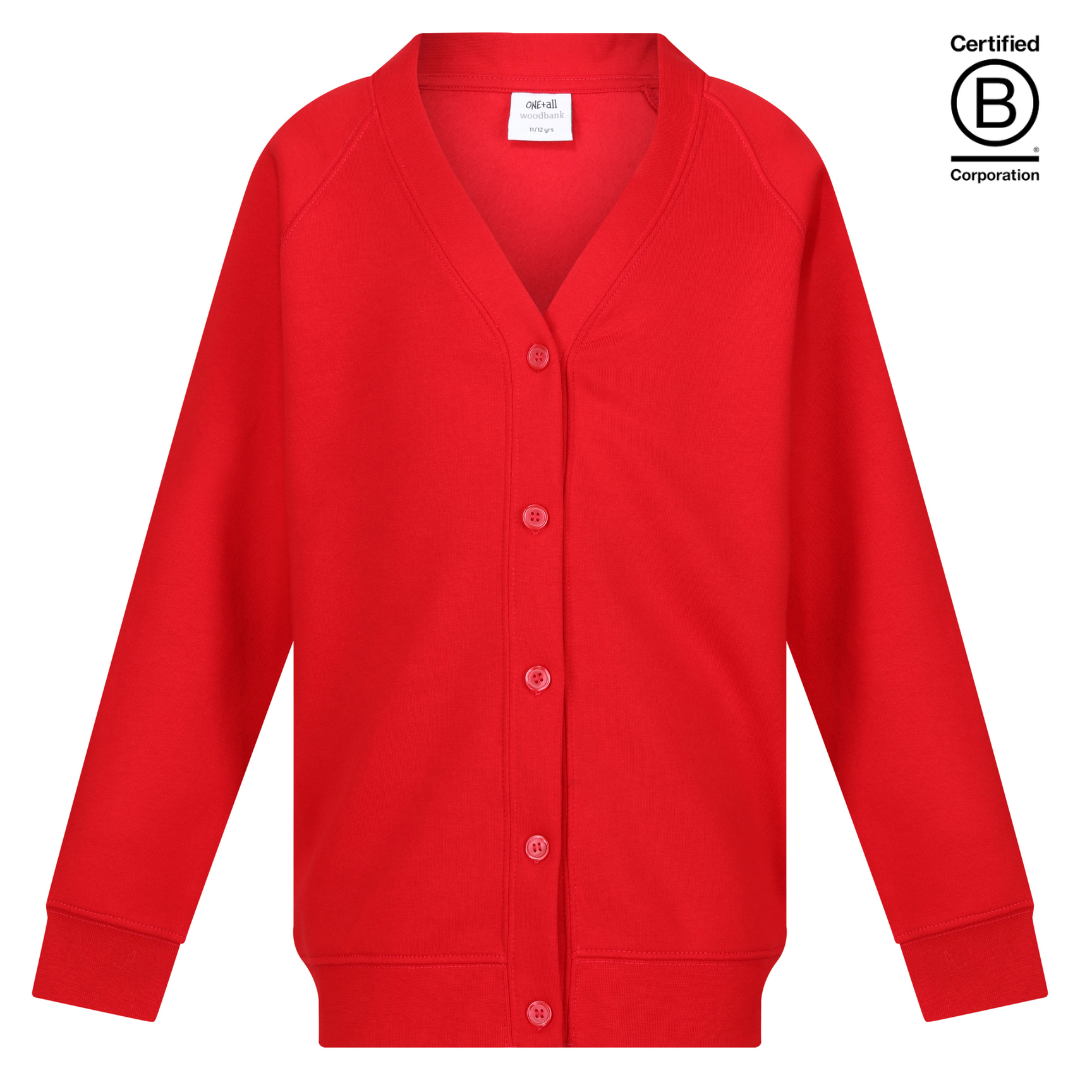 red sustainable plain school unisex sweatshirt cardigan