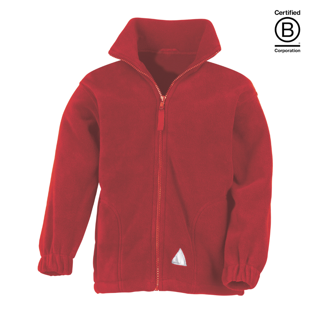 red heavy winter school fleece full zip jacket - ethical school uniform