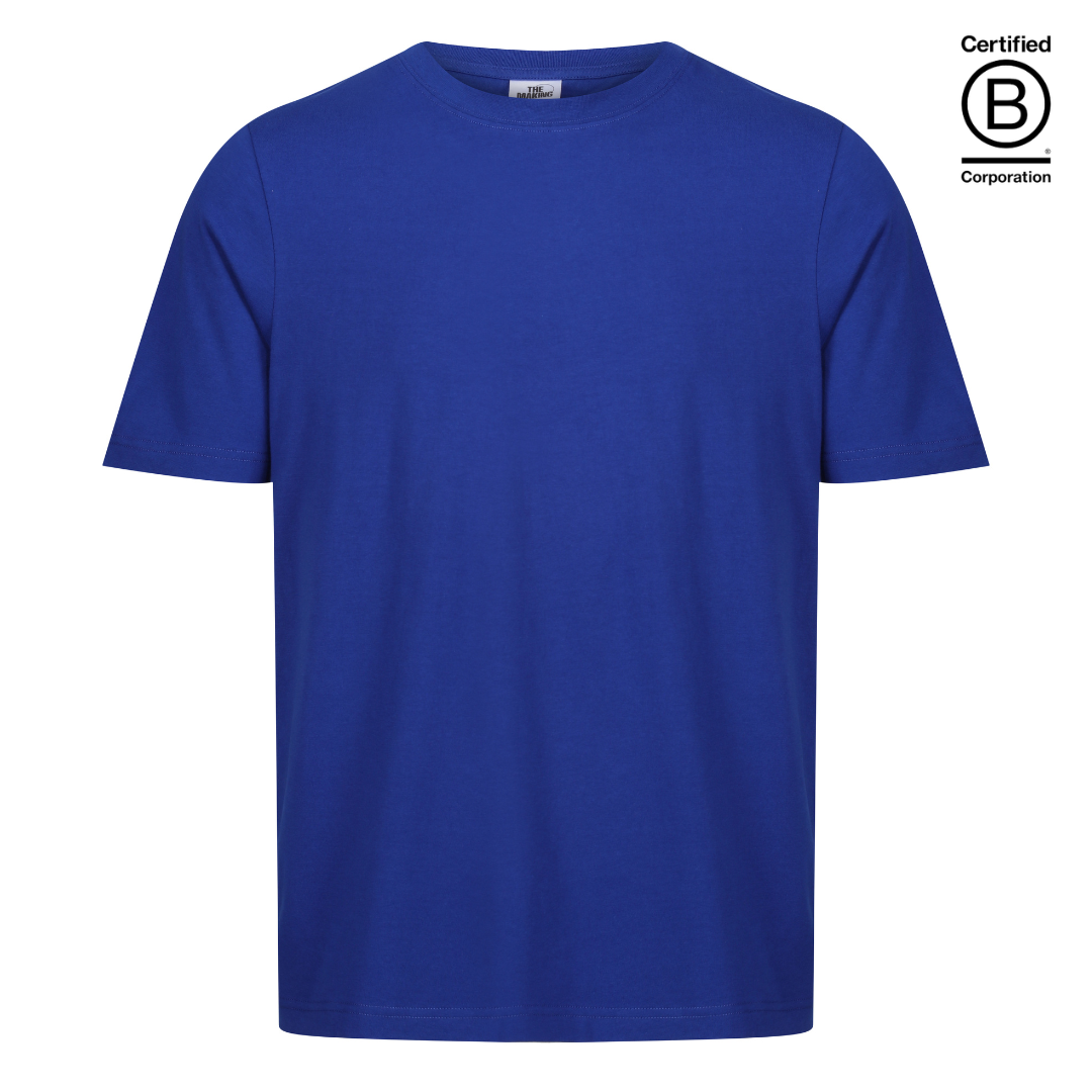 Ethically produced and sustainable royal blue plain cotton school PE sports t-shirt