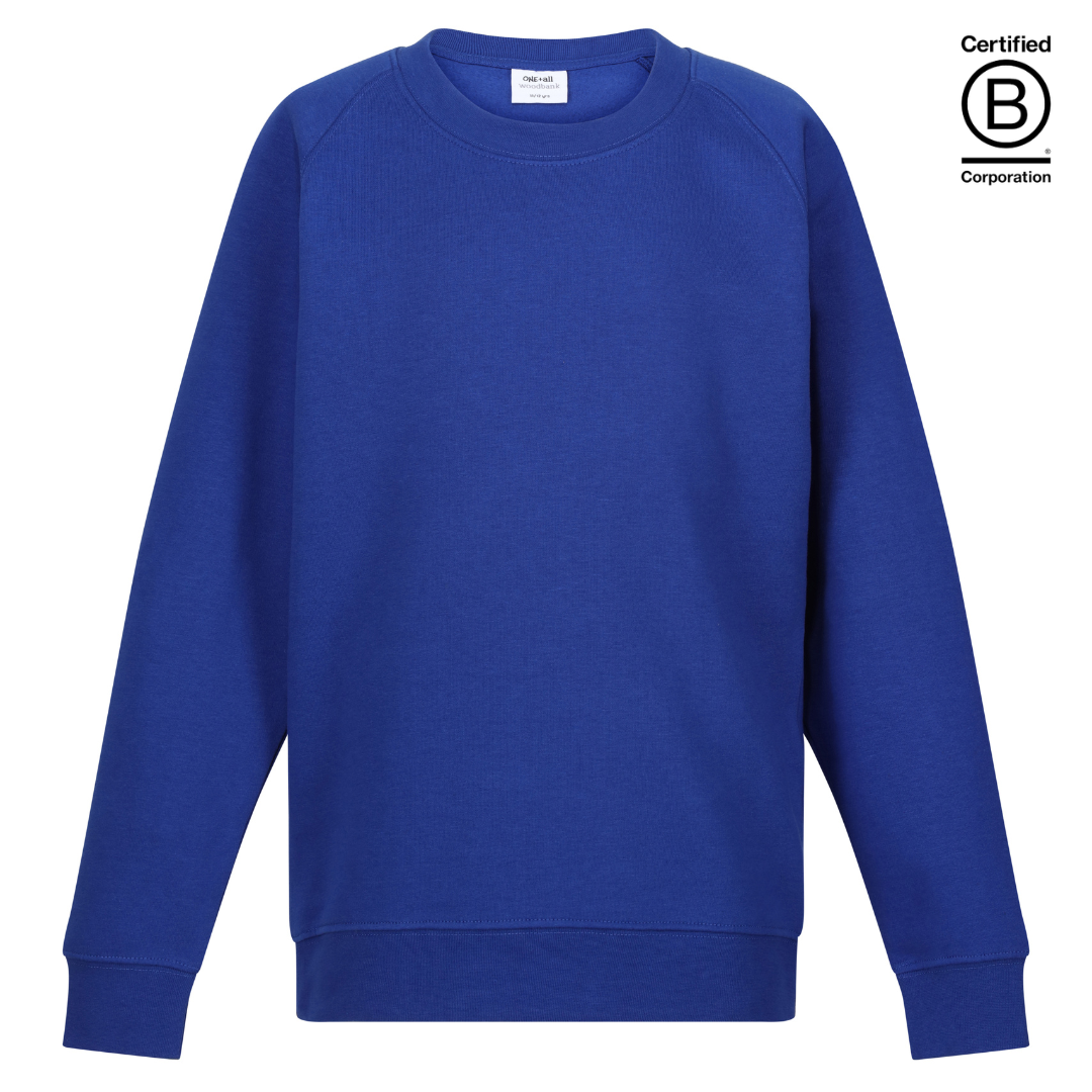 royal blue sustainable plain crew round neck school sweatshirt jumper