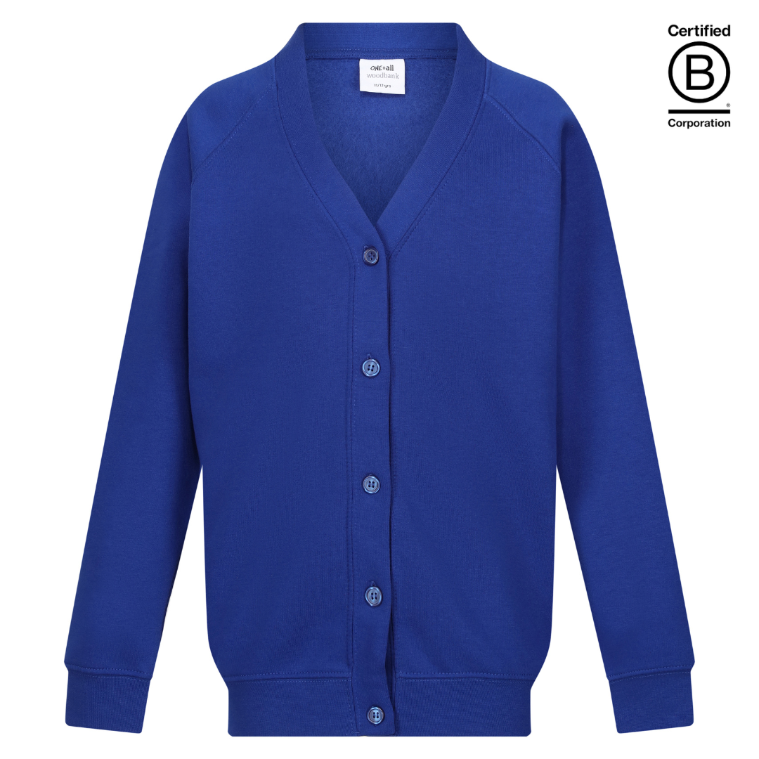 royal blue sustainable plain school unisex sweatshirt cardigan