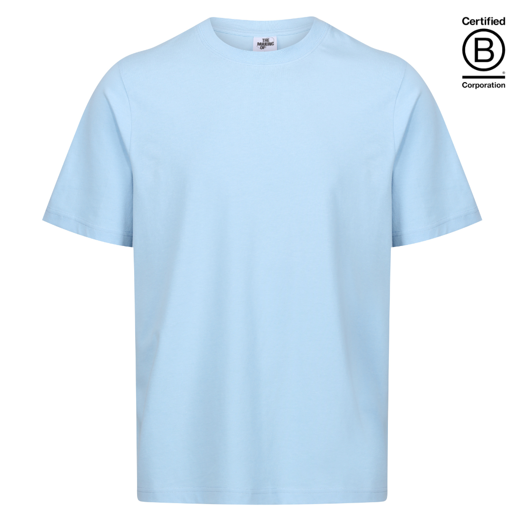 Ethically produced and sustainable sky blue plain cotton school PE sports t-shirt
