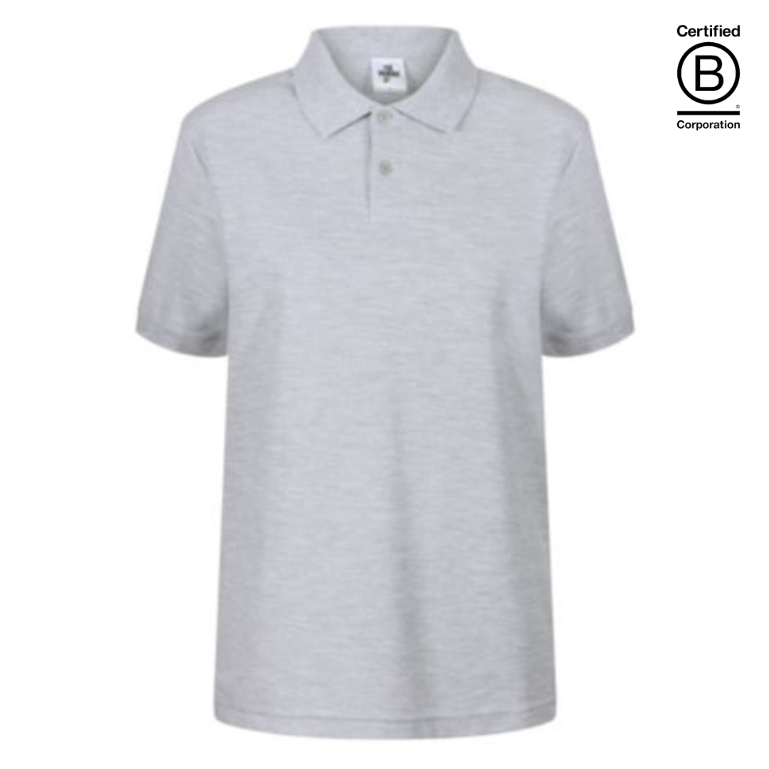 plain light grey short sleeve polo shirt - ethical workwear