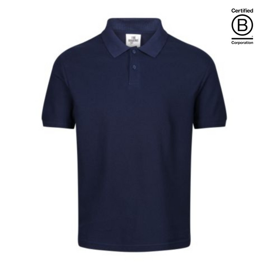 plain navy short sleeve polo shirt - ethical workwear