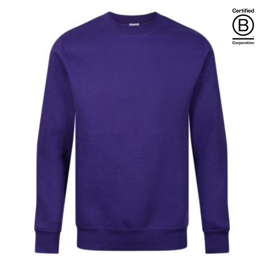 Ethically made adult unisex purple jumpers / sweatshirts - sustainable workwear - work uniform