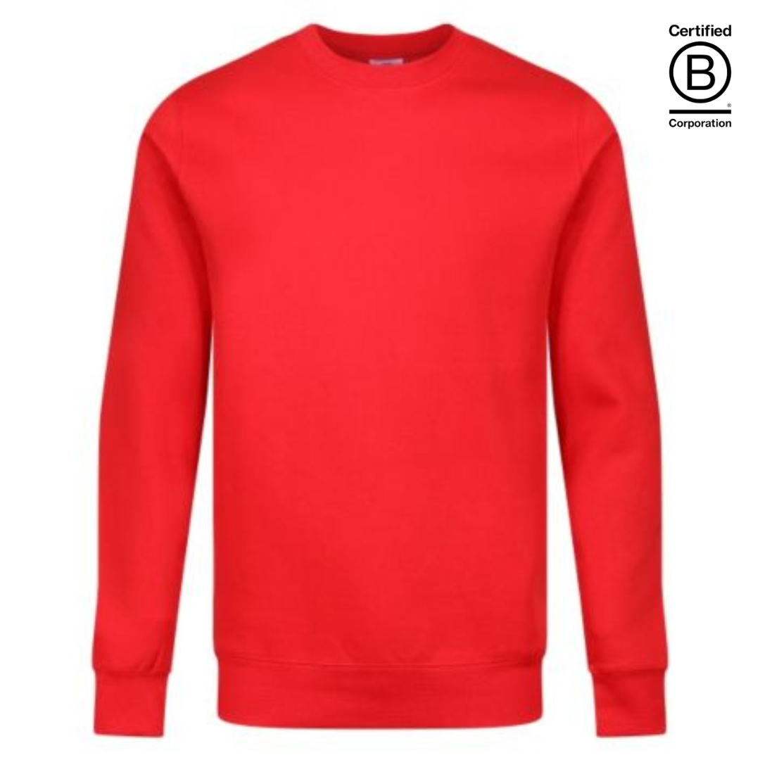 Ethically produced red crew neck jumper / sweatshirt - workwear unisex - work uniform
