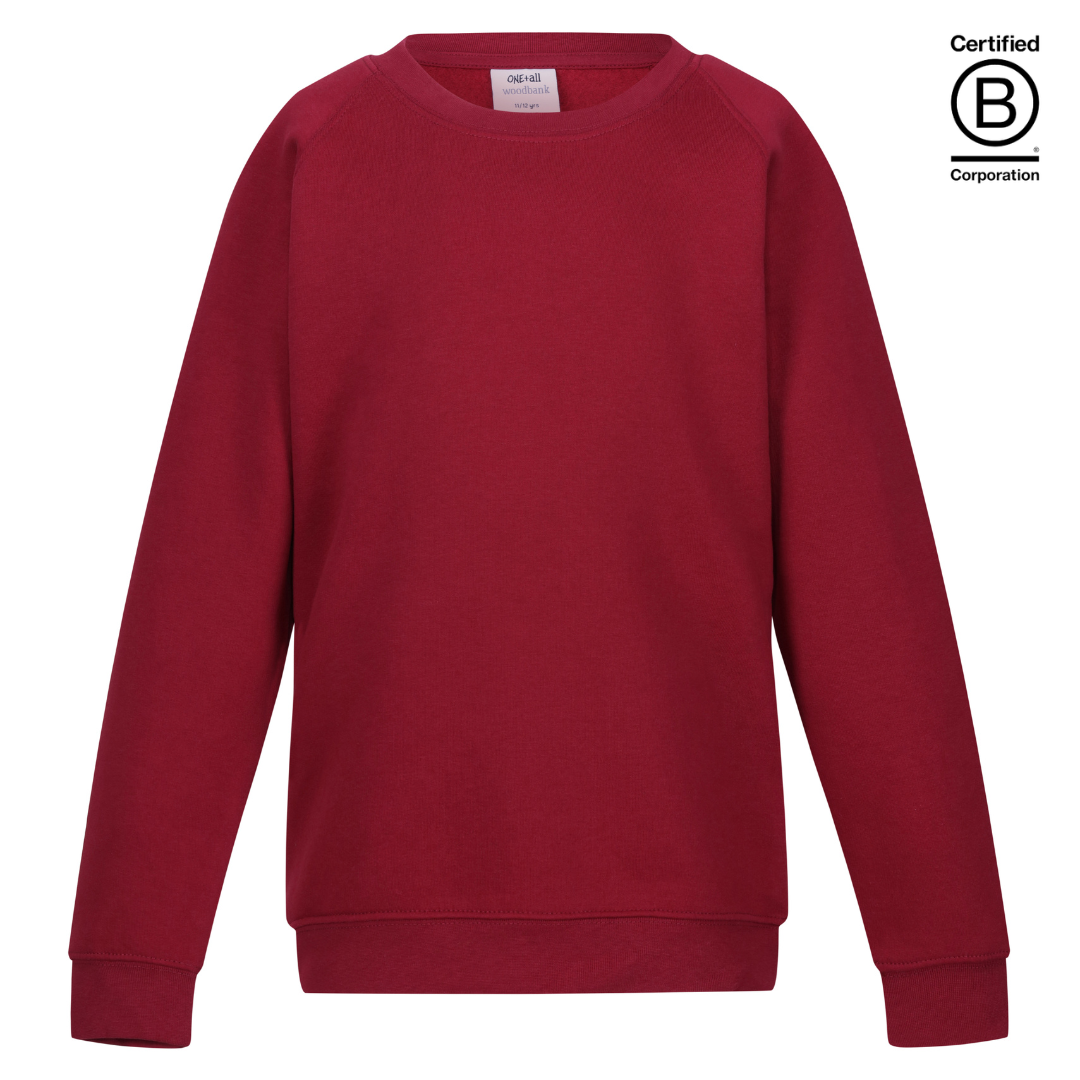 wine burgundy sustainable plain crew round neck school sweatshirt jumper