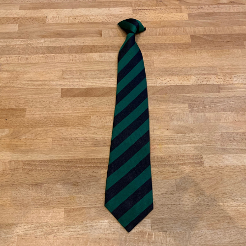 Black and emerald bottle green clip on recycled sustainable school tie