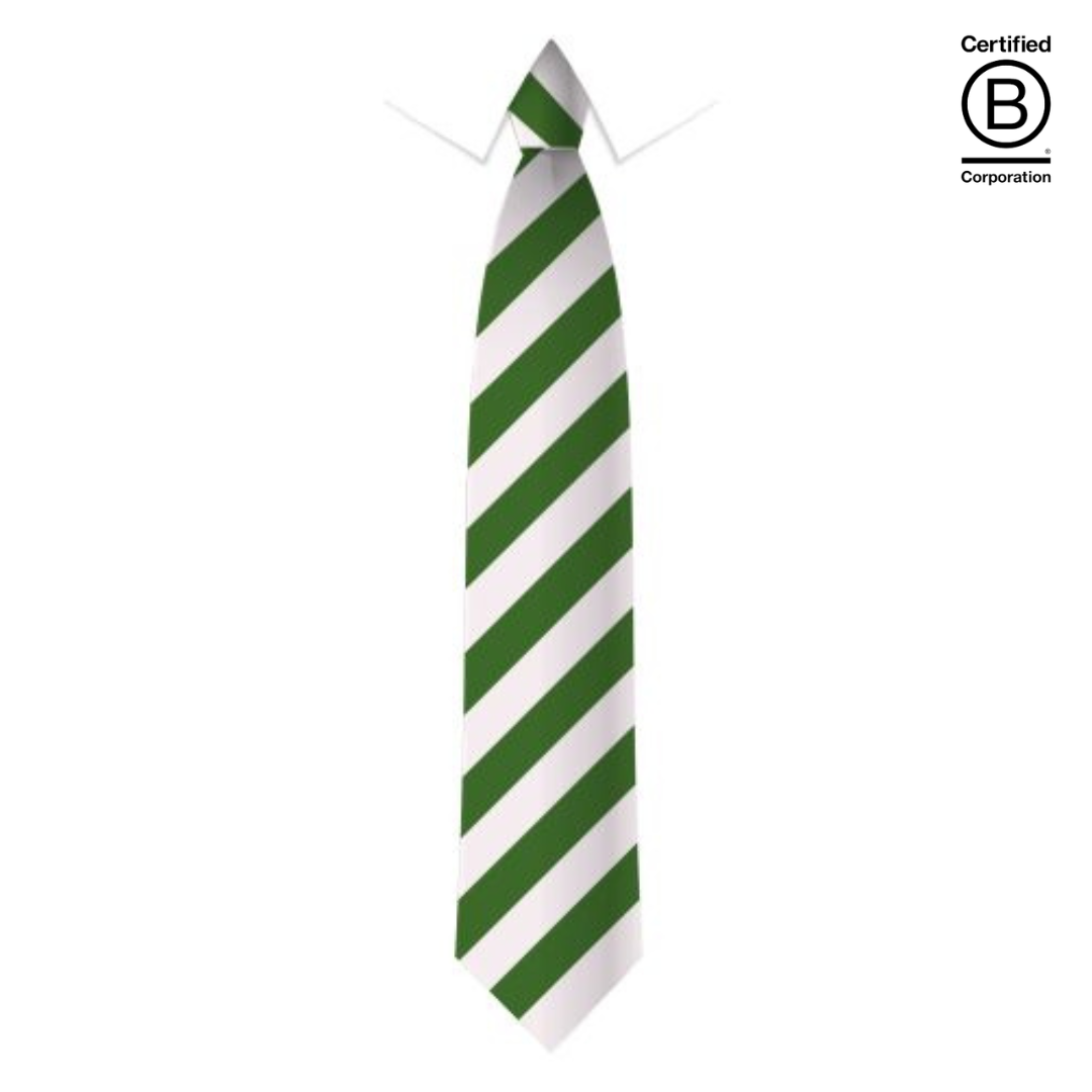Bottle green and white wide stripe sustainable recycled eco school tie