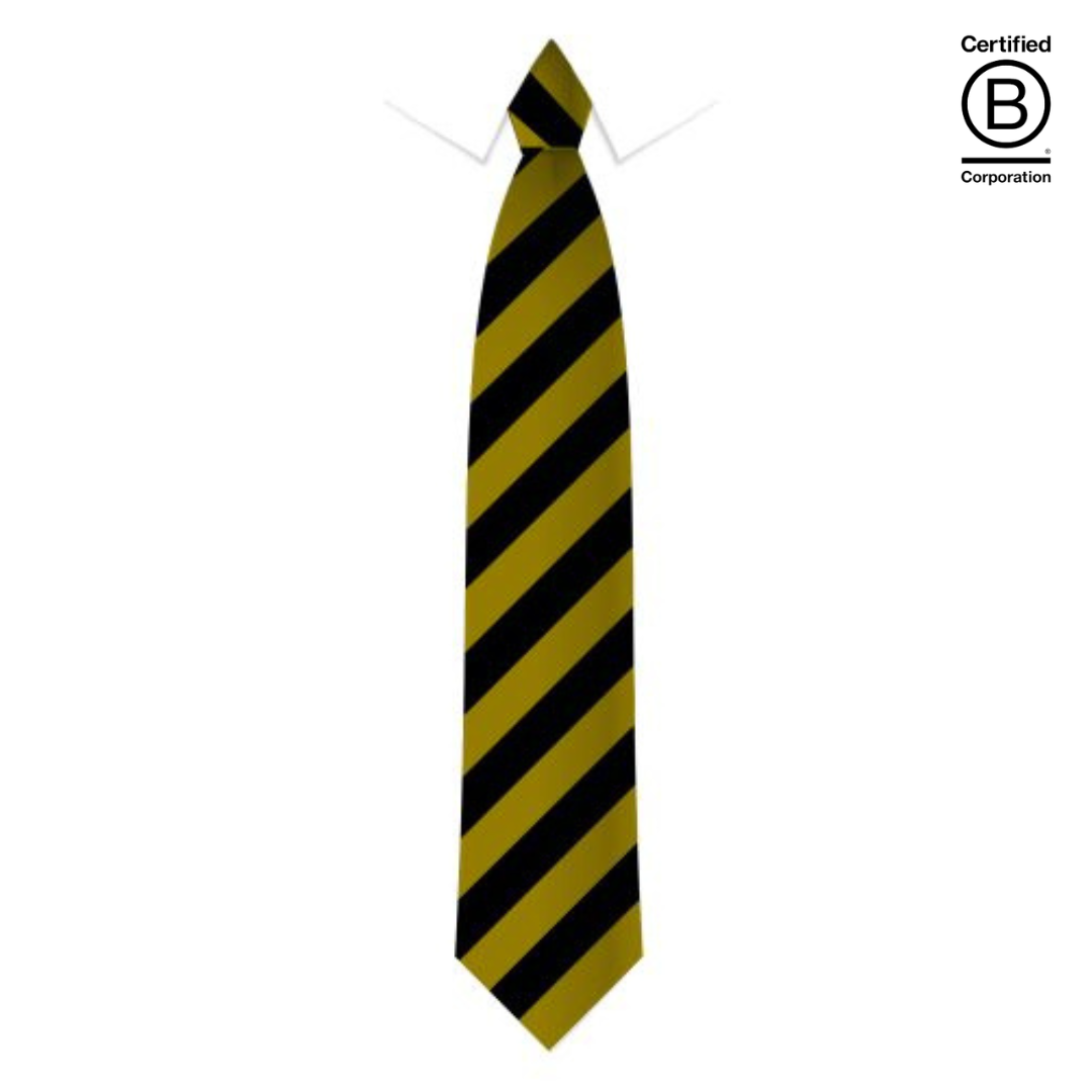 black and gold wide stripe sustainable recycled eco school tie