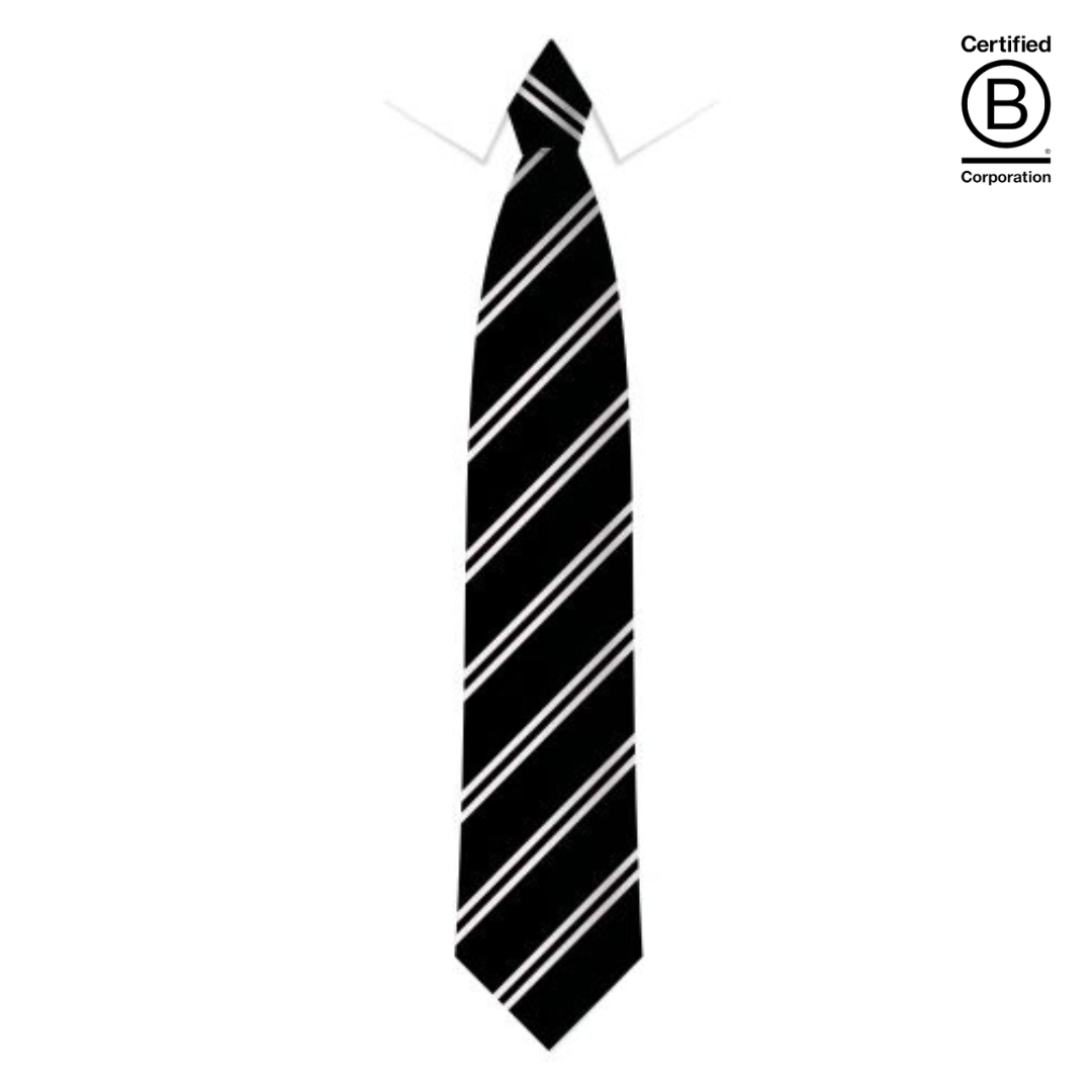 Black and white twin stripe sustainable recycled eco school tie