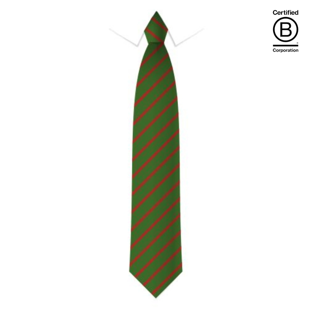bottle green and red  narrow stripe eco recycled sustainable school ties