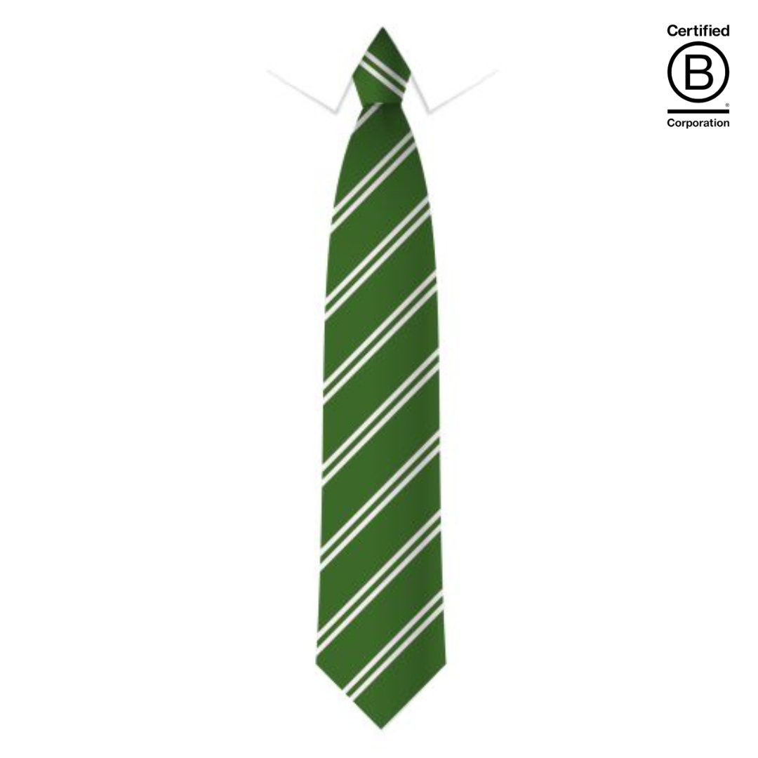 Bottle green and white twin stripe sustainable recycled eco school tie