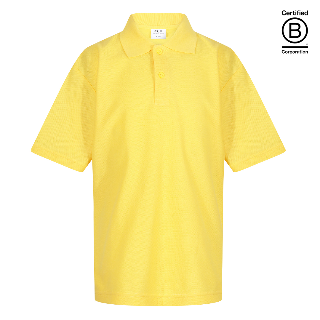 sustainable ethically produced plain yellow gold unisex school polo shirt
