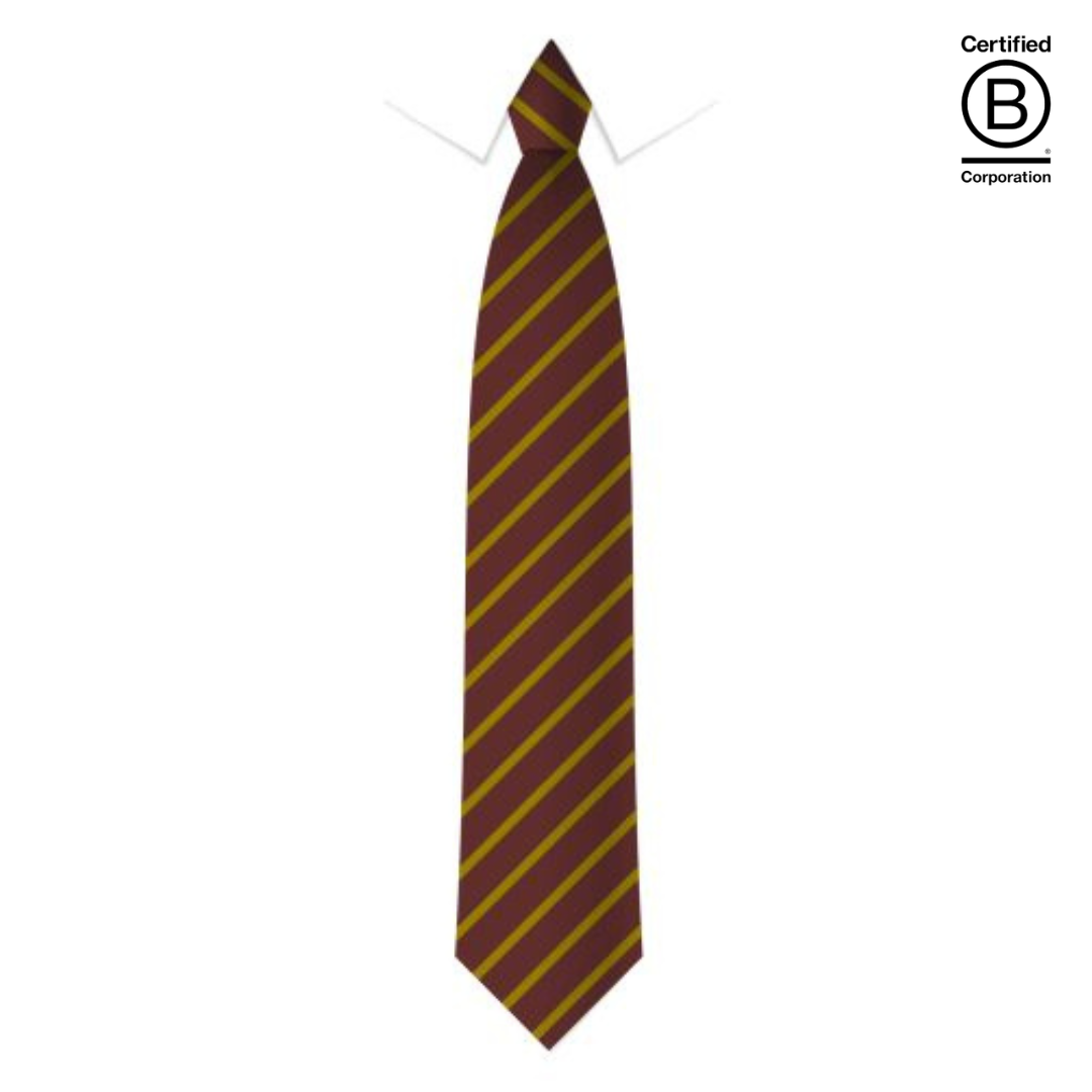maroon and gold  narrow stripe eco recycled sustainable school ties